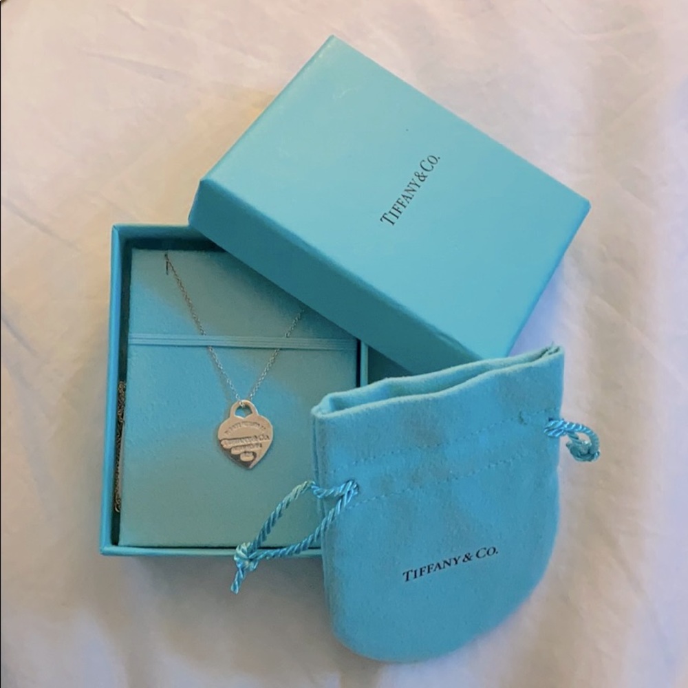 Tiffany Blue Heart Tag Charm Necklace